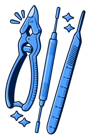 Podiatry Pack: Clipper, Scalpel Handle, Black File